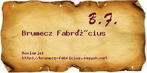 Brumecz Fabrícius névjegykártya